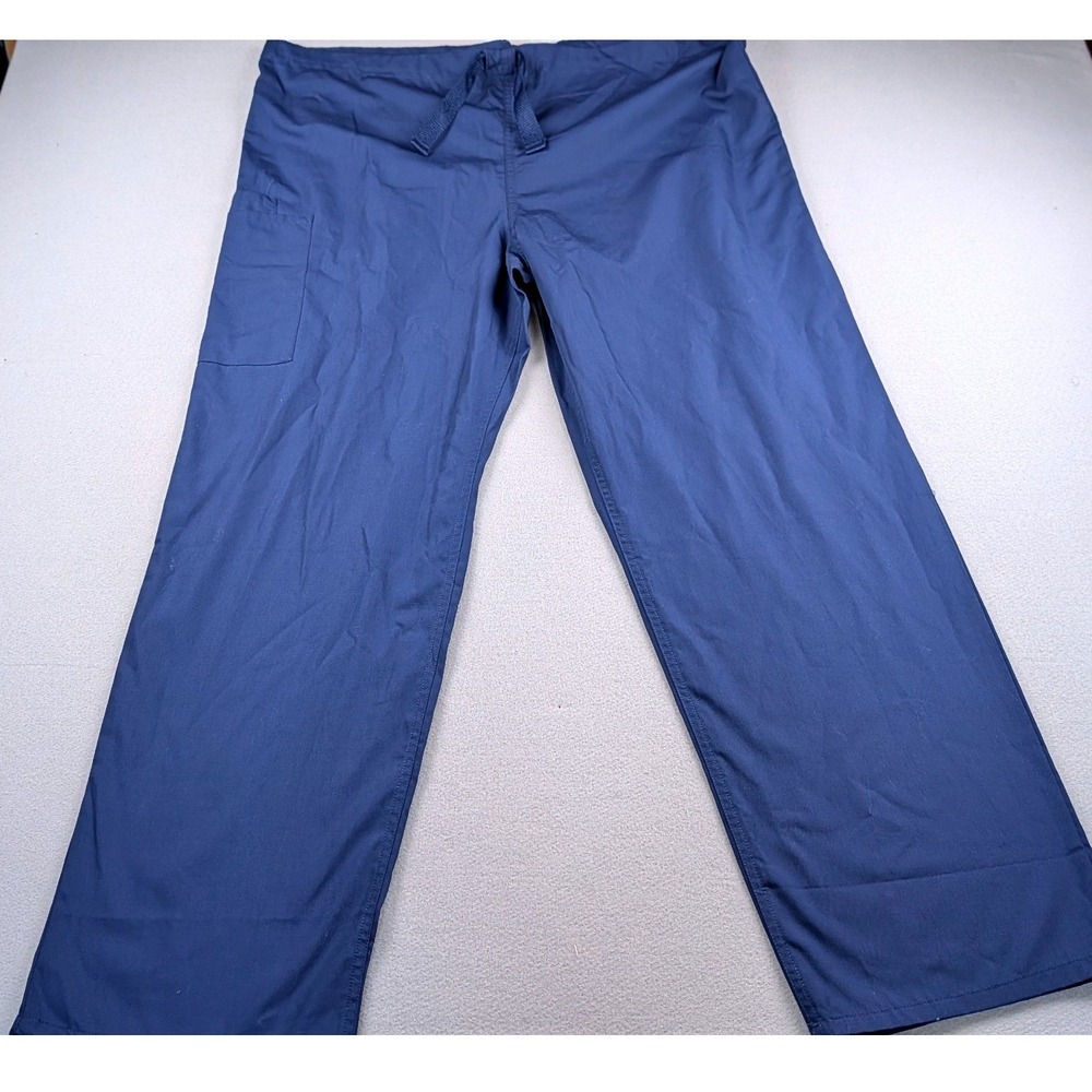 Cherokee Workwear Men Scrub Pants Navy‎ Blue Cargo Drawstring Large 4100 NAVW